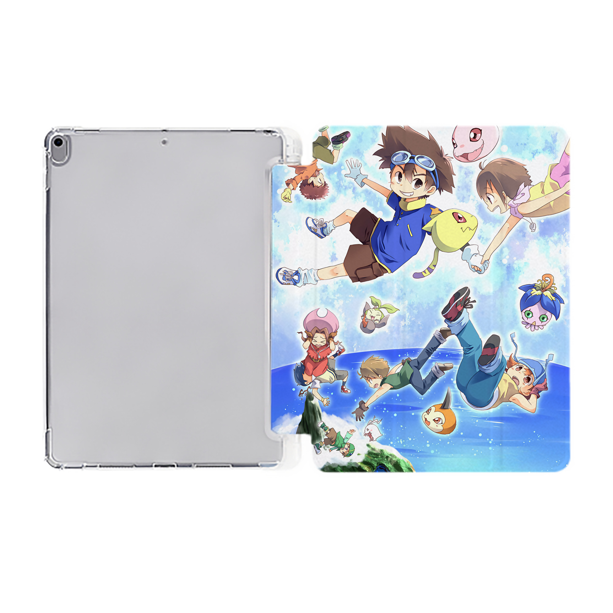 （画像用） Digimon デジタルモンスター/デジモン IPad ケース ペン収納付き 三つ折りスタンド PUレザー×シリコン 対応機種9.5/10.5/10.9インチ